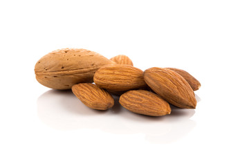Almonds on a white background