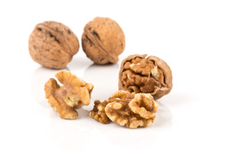 Walnut nut on white