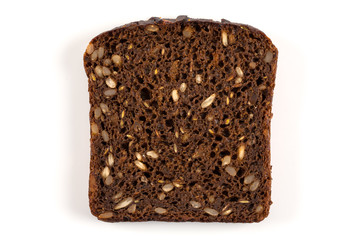Black bread slice isolated