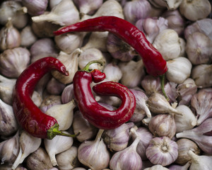 Hot peppers and garlic