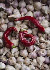 Hot peppers and garlic