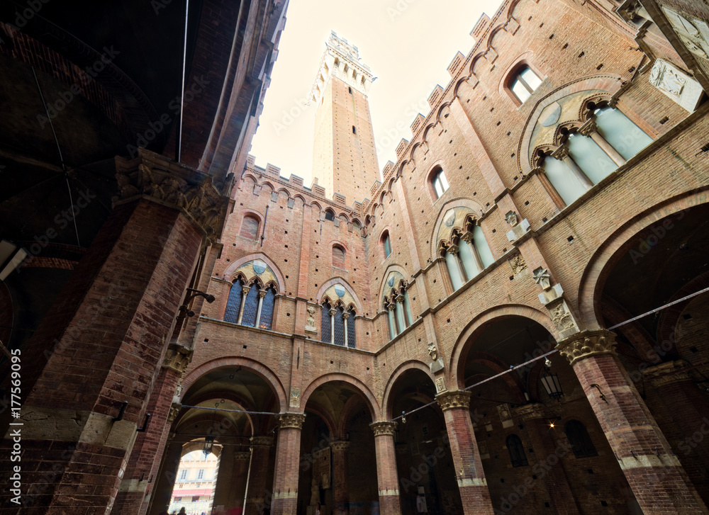 Wall mural view from public square of siena