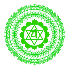 Circle mandala pattern. Anahata chakra vector illustration.