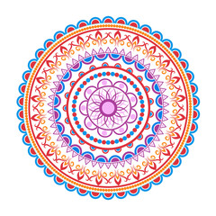 Circle mandala pattern. Decorative round ornament. Yoga logo, background for meditation poster. Oriental vector.