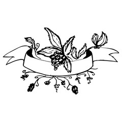 Sketch decoration ribbon with branch berry