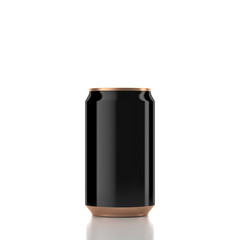 Small Aluminum glossy Can Mockup in black and copper color. 3d rendering