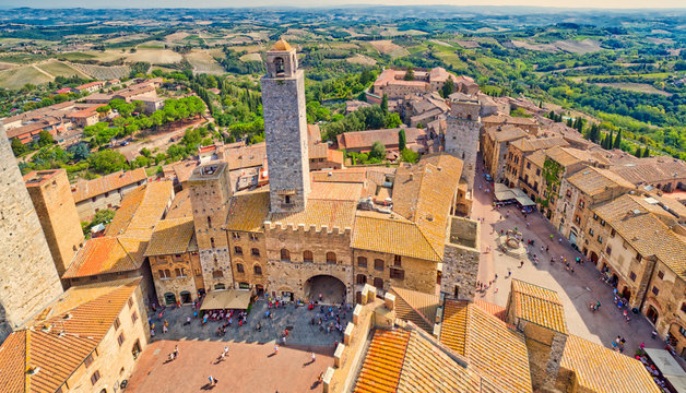 Fototapeta top view Tuscany San Gimignano