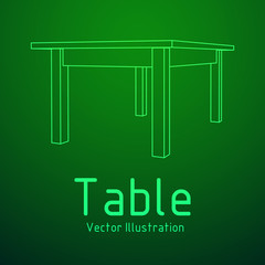 Table furniture wireframe blueprint. Linear outline pedestal vector illustration.