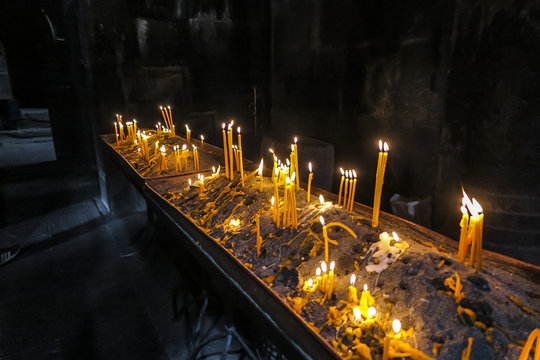 Candles in the Geghard church