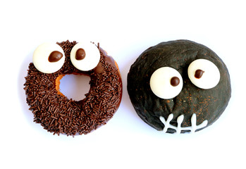 Monster Shaped Chocolate Doughnuts for Halloween Celebration 