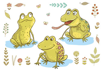 Three cute frogs