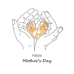 New born baby feet in mother hands