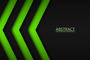 Black and green overlayed arrows, abstract modern vector background with place for your text