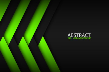 Abstract background with green and black layers above each other, modern design template for your business, vector illustration with oblique stripes and lines