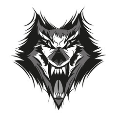 angry face of terrible wolf
