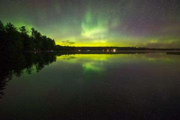 The Northern Lights over Wood Lake, Muskoka, Canada.