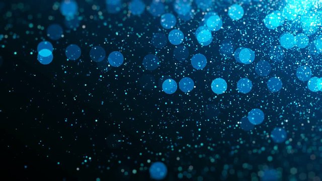 Blue glitter abstract background. Glowing particles with seamless loop.