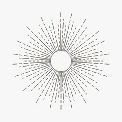 Obraz premium Vintage sunburst. Linear sun rays. Hipster retro starburst element. Vector illustration.