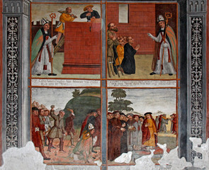 storie di San Vigilio; affresco del presbiterio della chiesa di San Vigilio a Pinzolo