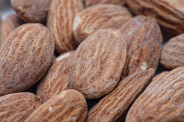 Pile of almonds macro