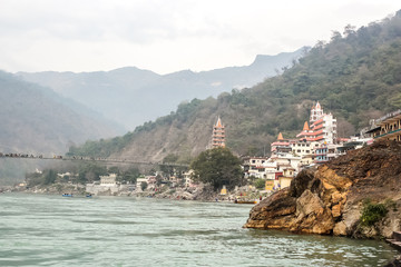 Beautiful view of Rishikesh and Ganga river, Uttarakhand, India