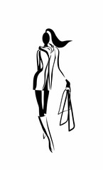 silhouette of stylish woman with packages