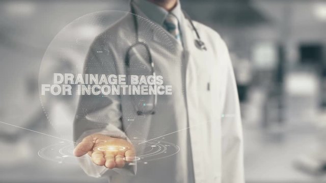 Doctor holding in hand Drainage Bags for Incontinence