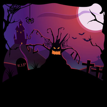Halloween background illustration. Can be used with your own text. Vector poster