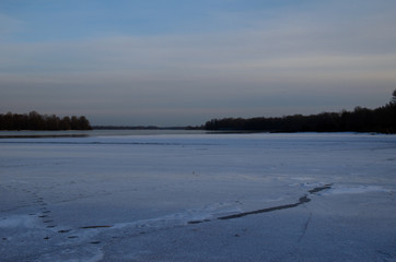 Frozen river Dnieper