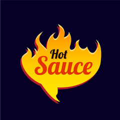 Vector illustration of a flame label for Hot Sauce. Logo concept for many purposes such as restaurants, spicy meals, packaging, barbecue party and more