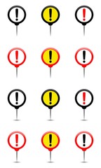 Round pin with exclamation mark, exclamation point marker