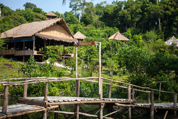 Fototapeta na wymiar Bamboo huts, Koh Rong island, Cambodia