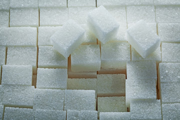 Stack of sugar cubes food concept
