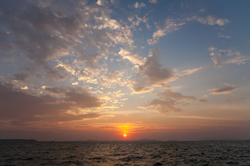 Beautiful ocean sunset in Cambodia
