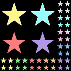 Obraz premium Star, white star collection with colored stripes leaving from the center