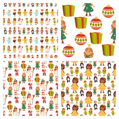 Illustration of Christmas carnival costume kids vector.