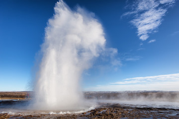 Strokkur geysir eruption, Golden Circle Iceland