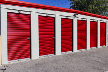 Numbered self storage and mini storage garage units I