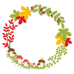 Vector Autumn Forest Wreath