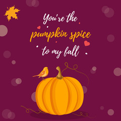 Holiday Thanksgiving background with pumpkin and text