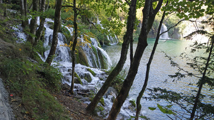 amazing landscape at the plitvice lakes in croatia