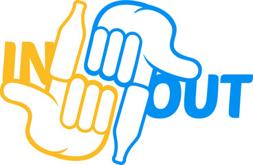 finger design spruch party hände zeigen handschuhe beer in out raus rein trinken flasche gesicht oktoberfest comic cartoon hut mütze glas krug bier