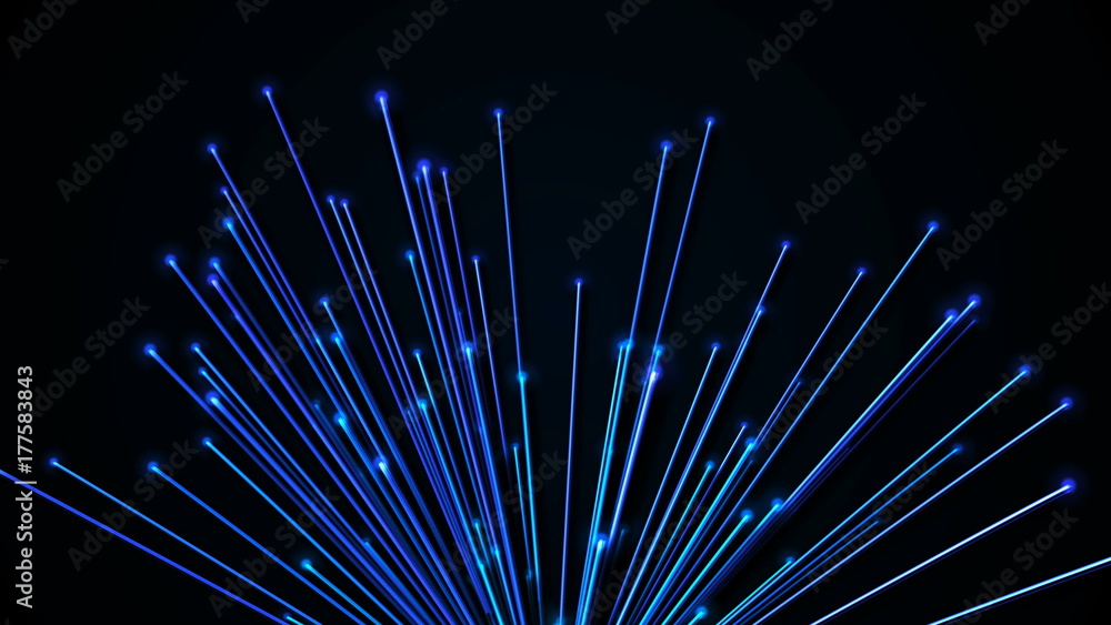 Poster abstract background with optical fibers. 3d rendering.