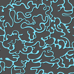 Vector blue and black seamless pattern background texture. Ripples, splash, liquid, smooth geometric shapes. Abstract background for design, pattern fills, web page backgrounds, surface textures.