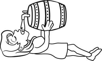 fass oktoberfest frau weiblich girl mädchen party comic cartoon lustig lachen bier flasche alkohol saufen trinken