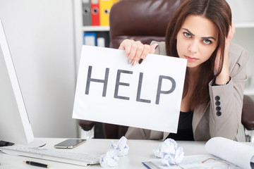 You need help ? The beautiful business woman at office asks of the help