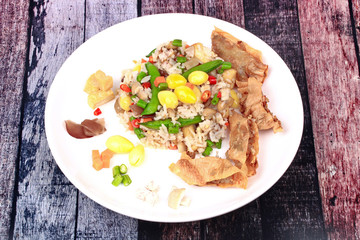 Colorful Fried  rice with mixed vegetable  served