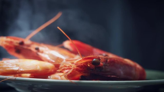 4k Hot Cooked Prawns Freshly Prepared