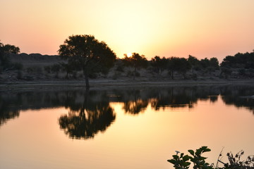sunset in gadisar lake jaisalmer india