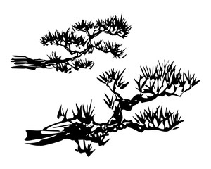 水墨画 松　ベクター イラスト